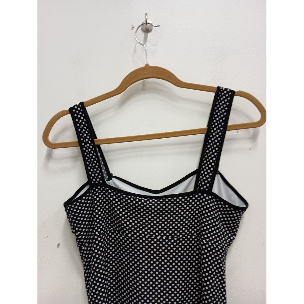 The Limited VTG Y2K Babydoll Tank Top Womens Medium Black White Polka Dot Pin Up - Picture 9 of 12